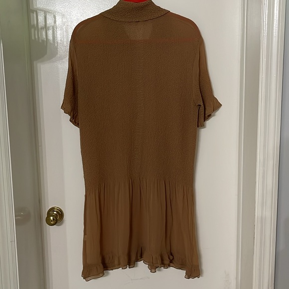 ABC COLLECTION SHEER RUFFLE TUNIC WOMEN ONE-SIZE BUTTON UP STRETCH DRESS DUSTER - Picture 4 of 9